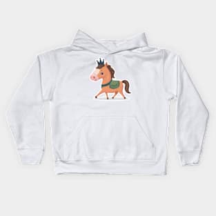 Cute Horse With Crown Kids Hoodie